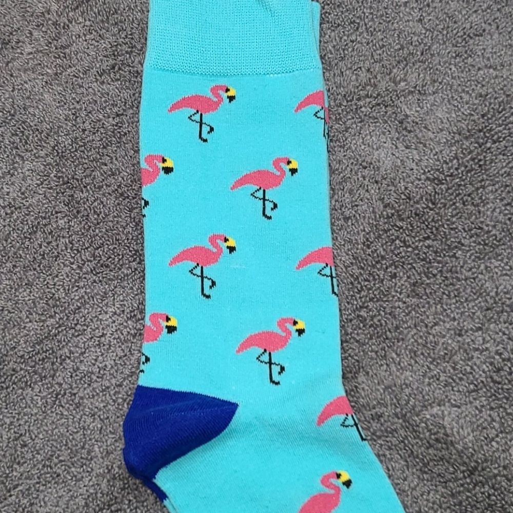 Pink flamingos! Blue toe socks - Picture 7 of 16